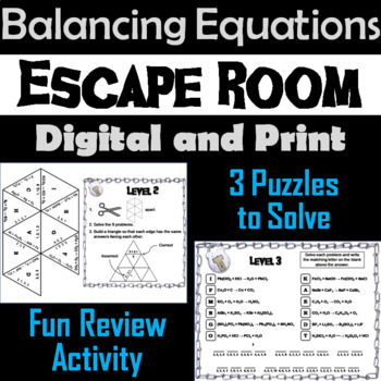 Preview of Balancing Chemical Equations Activity: Chemistry Escape Room Science Game