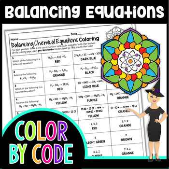 Preview of Balancing Chemical Equations Color By Number | Science Color By Number