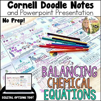 Preview of Balancing Chemical Equations Doodle Notes | Middle School Science | Cornell Note