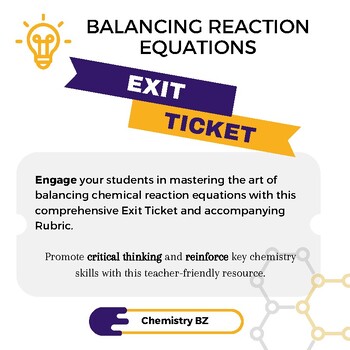Preview of Balancing Chemical Equations - Exit Ticket and Rubric