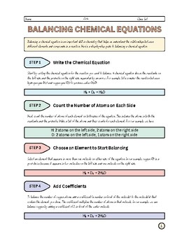 Preview of Balancing Chemical Equations Packet