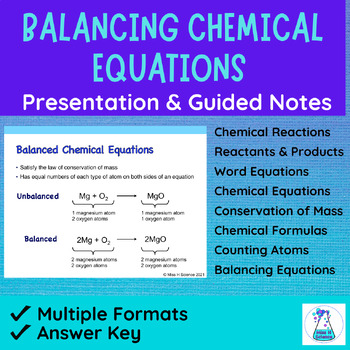 Preview of Balancing Chemical Equations PowerPoint Presentation and Notes | Print | Digital