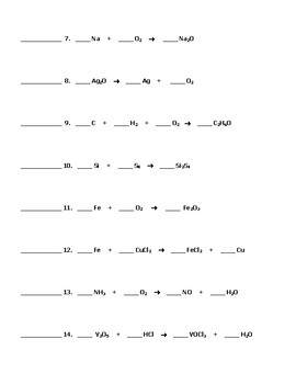 balancing chemical equations worksheet 1 by steve miller ms math and