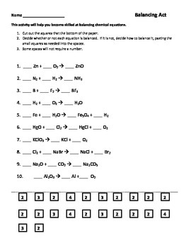 Balancing Chemical Equations Worksheet by Seriously Science  TpT