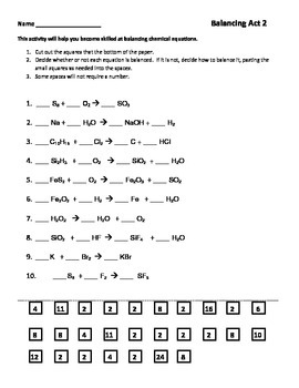 Balancing Chemical Equations Worksheet Part 2 by Seriously Science