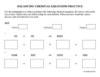 Preview of Balancing Chemical Equations practice