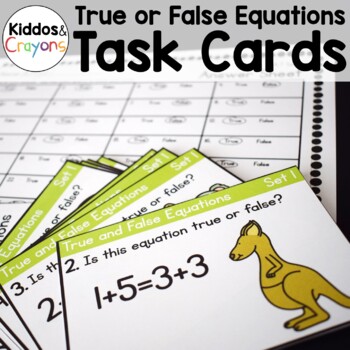 Preview of Balancing Addition and Subtraction Equations First Grade Task Cards