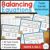 Balancing Equations Task Cards 4th Grade