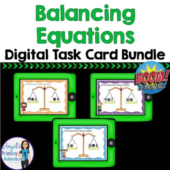 Preview of Balancing Equations Addition and Subtraction Digital Task Card BUNDLE Boom Cards