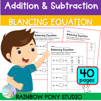 Preview of Balancing Equations Addition and Subtraction Worksheet | 2 nd