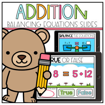 Preview of Balancing Equations Addition within 20 Digital Google Slides | First Grade
