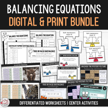 Preview of Balancing Equations Digital & Print Mega Bundle Differentiated Activities
