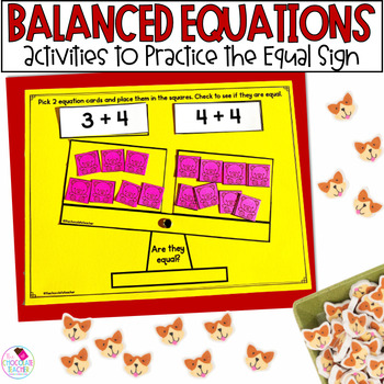 Preview of Balancing Equations First Grade Worksheets - Addition, Subtraction, and Equal
