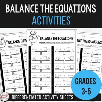 Preview of Balancing Equations - Equivalent Number Sentence Activities
