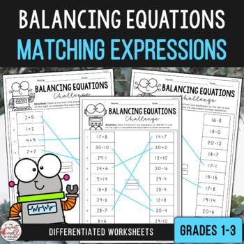 Preview of Balancing Equations Match Expressions to Create Equivalent Number Sentences