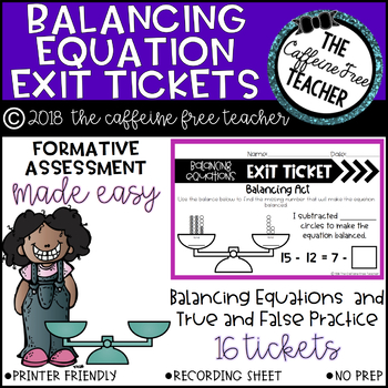 Preview of Balancing Equations Exit Tickets