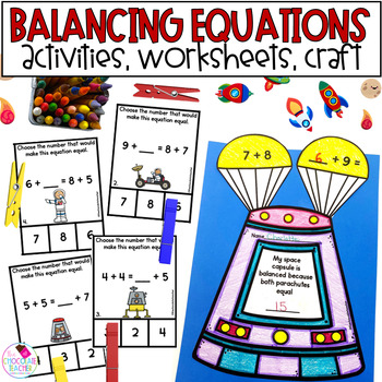 Preview of Balanced Equations - Addition - Task Cards - First Grade Math - Craft