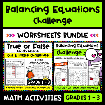 Preview of Balancing Equations Addition and Subtraction | Solving Number Sentence Practice