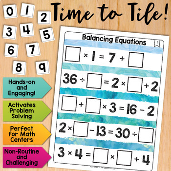 Preview of Balancing Equations Math Centers Math Tiles