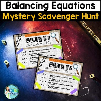 Preview of Balancing Equations Mystery Scavenger Hunt