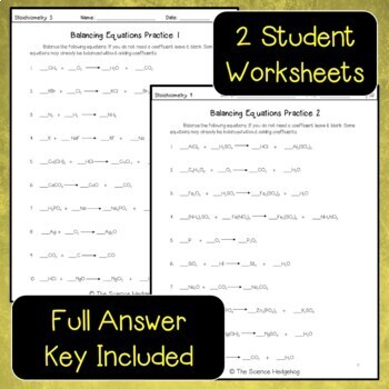 Balancing Equations Stoichiometry Moles Worksheets Set 2 Tpt