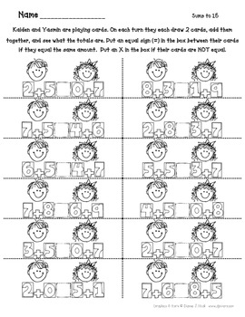 balancing equations printables for 1st grade aligns with common core