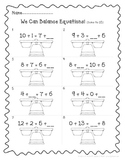 Balancing Equations Printables for 1st Grade,  *Aligns Wit