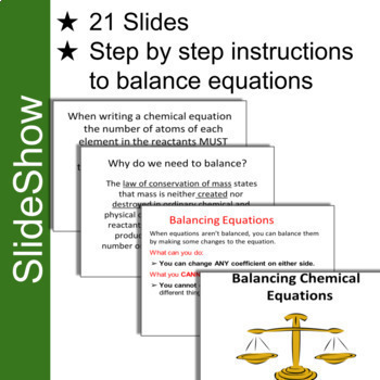 Balancing Equations - Slide Show, Practice Worksheet, and ...