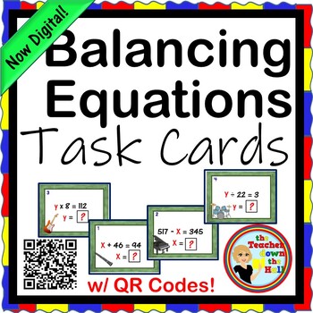 Preview of Balancing Equations Task Cards NOW Digital!