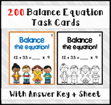 Balancing Equations Task Cards - Add Subtract Multiply Div