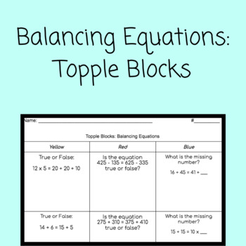 Preview of Balancing Equations: Topple Blocks