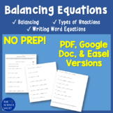 Balancing Chemical Equations, Word Equations, and Types of