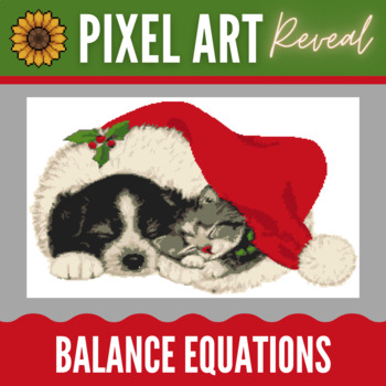 Preview of Balancing Multiplication Fact Equation - Festive Friends Mystery Pixel Art