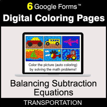 Preview of Balancing Subtraction Equations - Digital Coloring Pages | Google Forms