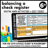 Balancing a Check Register Digital Math Activity | 6th Gra