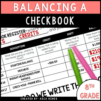 Preview of Balancing a Math Checkbook Guided Notes and Practice Bank Register