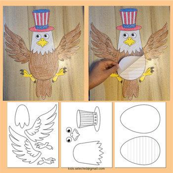 Preview of Bald Eagle Craft 4th of July Activities American Symbols Flag Writing Coloring
