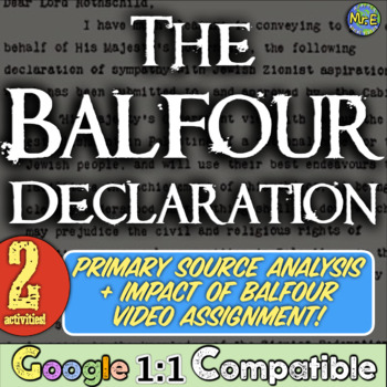 Preview of Balfour Declaration Primary Source Analysis + Impact of Balfour Declaration
