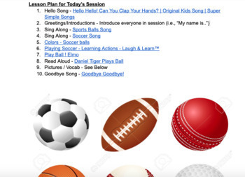 Preview of Ball / Sports Balls - Distance Learning EI Lesson Plan