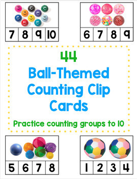 Preview of Ball Themed Counting Clip Cards- Creative Curriculum Balls Study