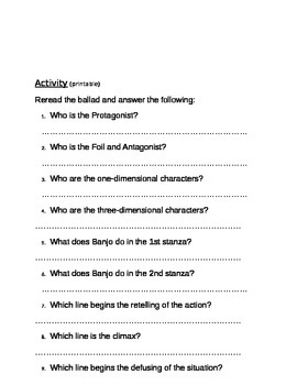 ironbark man ballad activity poetry subject worksheet french war teachervision grade