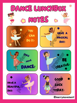 Preview of Ballerina Lunchbox Notes| 24 Dancing-Themed Lunchbox Cards