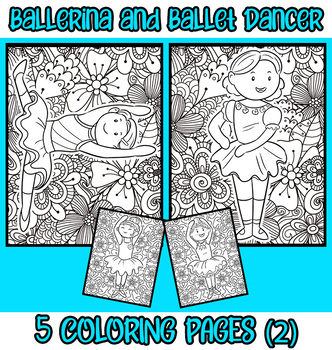 Preview of Ballerina and Ballet Dancer Coloring Pages, Ballet Coloring Page, Collection 2