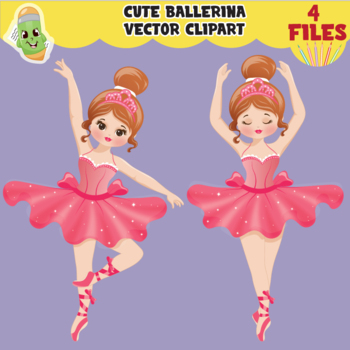 Preview of Ballerina clipart, ballet clip art, ballerina in pink tutu dress, Dancing girl