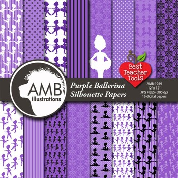 Preview of Ballet Digital Papers, Ballerina Silhouettes, {Best Teacher Tools} AMB-1949
