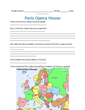 Preview of Ballet History Assessment / Paris Opera House