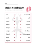 Ballet Vocabulary Worksheet