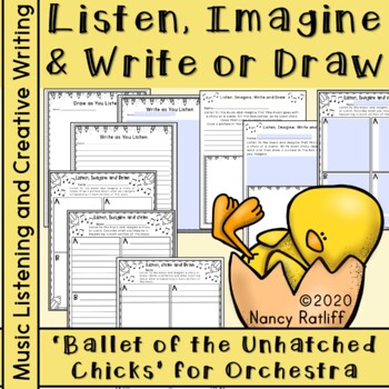 Preview of Music Listening with Creative Writing Worksheets Ballet of the Unhatched Chicks