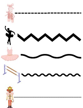 Preview of Ballet themed cutting/tracing strips