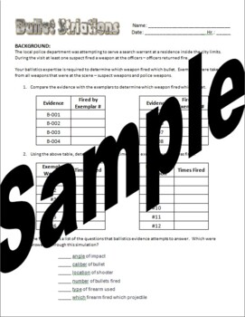 Preview of Ballistics Bullet Striations Comparison Worksheet